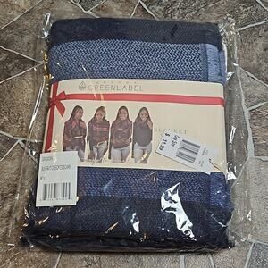 NWT Quagga Green Label Buffalo Navy Checked Blanket Wrap Scarf